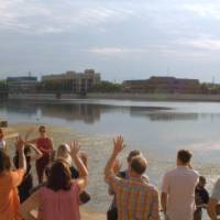 Educators at the Grand River during a professional learning opportunity.